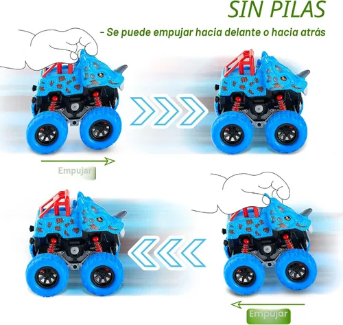 Miniatura 3 de LODBY Juguetes de dinosaurio para niños de 2, 3, 4 y 5 años - Camiones monstruo para niños pequeños de 2 a 4 y 6 años - Coches de dinosaurio