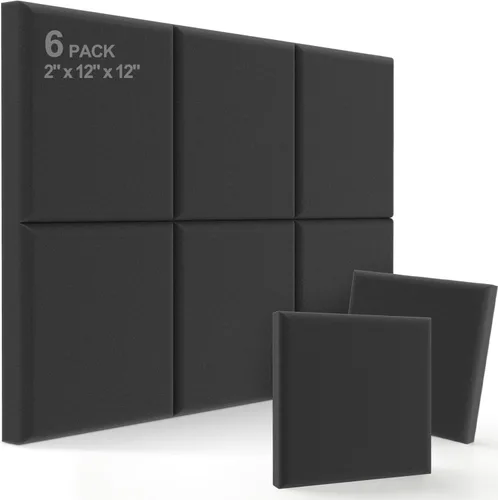 Miniatura 21 de JBER - Paquete de 12 paneles acústicos de espuma para pared de estudio, acolchonados, insonorizados, ignífugos, de 1 x 12 x 12 pulgadas Negro No