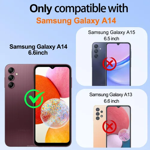 Miniatura 2 de Gritup Funda para Samsung Galaxy A14 5G: Funda Samsung A14 con 2 Protectores de Pantalla, Soporte de Anillo con Rotación 360°, Soporte Magnético