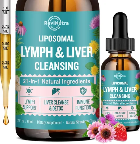 Miniatura 8 de Gotas de drenaje linfático liposomal, suplemento líquido de desintoxicación y reparación de limpieza del hígado con cardo mariano, diente de león