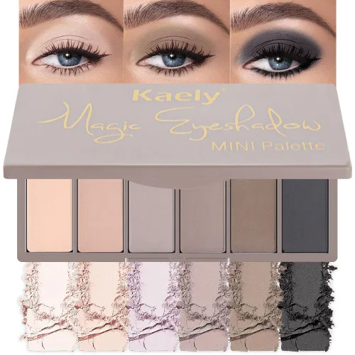 Miniatura 18 de evpct Paleta cuádruple de sombras de ojos marrón nude, brillante nude champán, dorado, marrón, cacao, brillantina, metálico, mate, alto pigmento