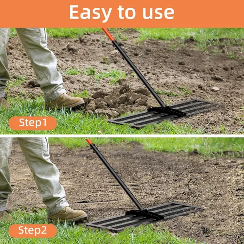 Miniatura 4 de Rastrillo nivelador de 30 x 10 pulgadas para kit de nivelación de patio trasero, herramienta de nivelación de césped resistente de 6.5 pies
