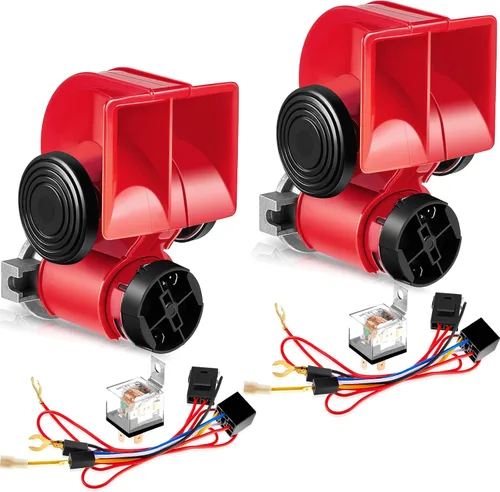 Tallew Paquete de 2 bocinas de aire para camioneta, 12 V, 150 dB, bocina eléctrica fuerte de tren para automóvil con arnés de relé para vehículos,