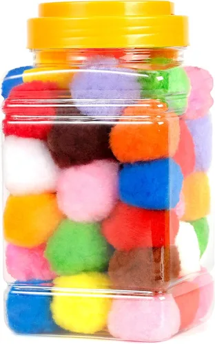 Caydo 100 pompones de 1.5 pulgadas, 15 colores, bolas de pompones grandes para manualidades para niños, decoración creativa y decoraciones de Pascua