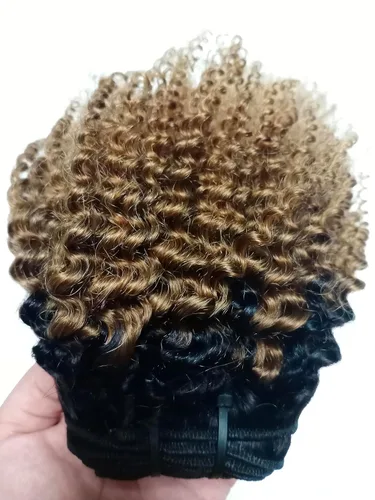Miniatura 5 de Paquetes de Cabello Humano Rizado Afro Kinky Mongol Ombre de 12 14 16 Pulgadas T1B/30 Marrón 4B 4C Cabello Humano Virgen a Granel Afro Kinky