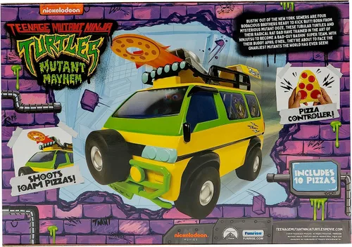 Miniatura 4 de Teenage Mutant Ninja Juguete de tortugas, vehículo RC Pizza Blaster con 6 lanzadores de pizza de espuma, juguete de control remoto TMNT para niños