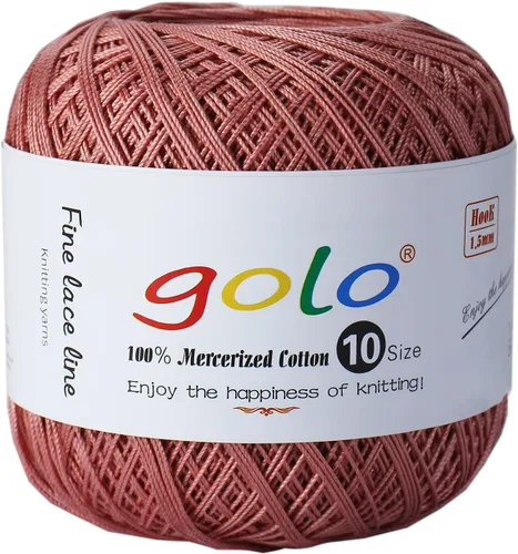 Miniatura 62 de Golo - Bolas de hilo para crochet de algodón tamaño 10, color algodón para crochet D-Fresa D078-fresa