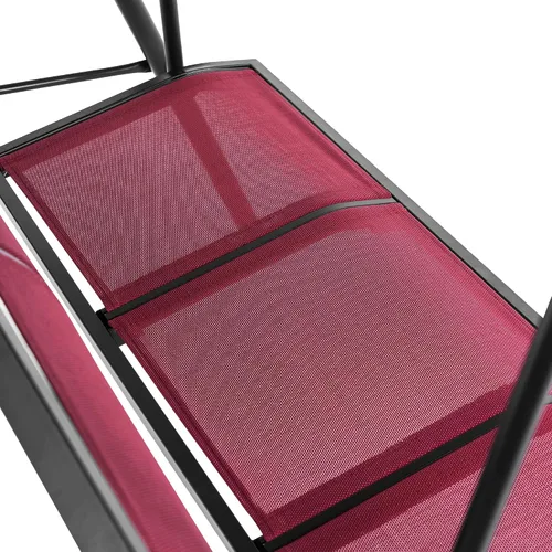Miniatura 8 de Mcombo 4507 - Silla columpio para patio exterior, para 3 personas, con montura de acero, asientos de textilencia y toldo (color borgoña)
