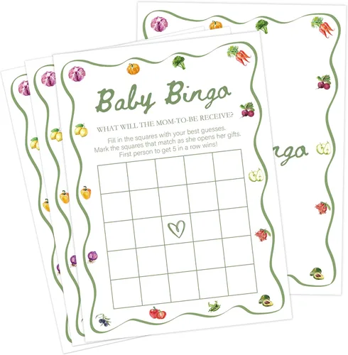 Juegos de baby shower cultivados localmente, juego de bingo para bebés de Farmers Market para 30 invitados con tarjetas de juego, suministros de