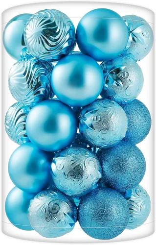 34 piezas Adornos de bola de Navidad azul bebé irrompibles de plástico para árbol de Navidad, decoraciones para fiesta de Navidad, oficina en casa,