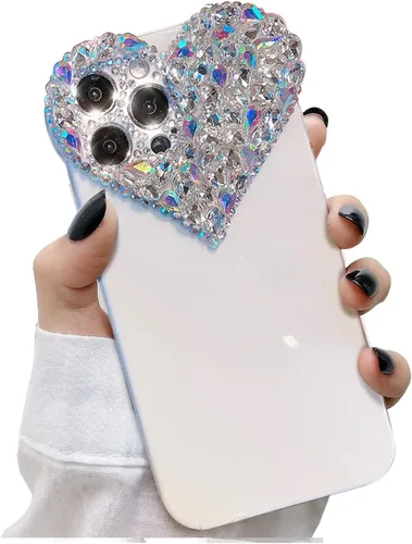 Miniatura 8 de Bonita funda para iPhone 11 con purpurina 3D para mujeres y niñas, bonita funda transparente con diamantes de imitación y diamantes de imitación