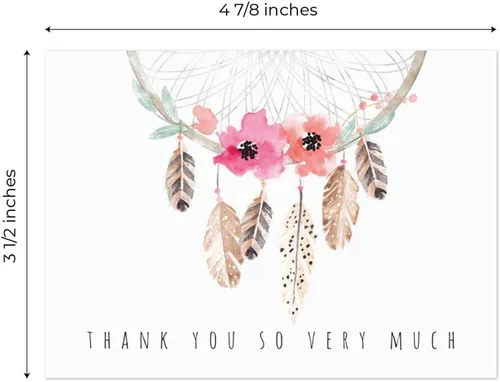 Miniatura 5 de Boho Spirit tarjeta de agradecimiento surtidas – Set de 36 interior en blanco – 6 Diseños interior en blanco – de tarjetas con sobres blancos