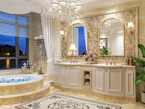 Miniatura 2 de Brightify - Espejo arqueado dorado de 24 x 32 pulgadas, espejo de pared con marco de metal de latón para baño, espejo arqueado superior para tocador