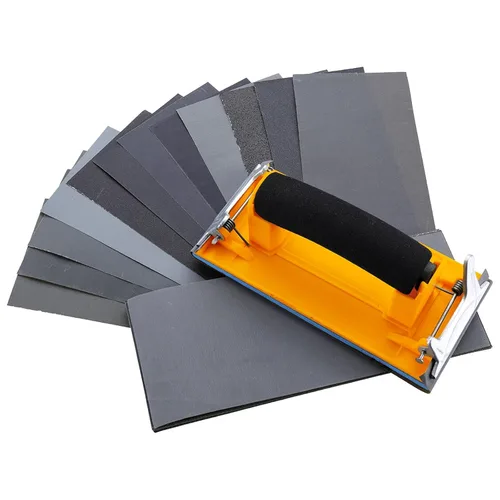 Miniatura 8 de Lijadora de mano, soporte para papel de lija con mango de esponja, bloque de lijado manual de 7 x 3.5 pulgadas para paneles de yeso, madera, metal