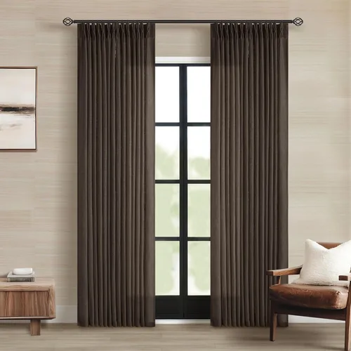 Miniatura 83 de Cortinas de lino natural con pliegues fruncidos de 120 pulgadas de largo para sala de estar, cortinas plisadas con ganchos y lengüeta trasera