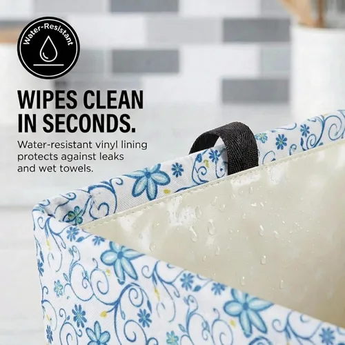 Miniatura 3 de Household Essentials Bolso de lona Krush con estampado floral blanco y azul, bolsa multiusos para todos los propósitos Floral azul