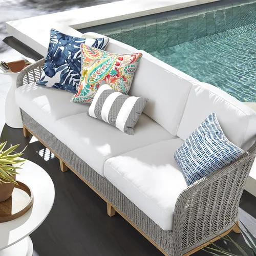 Miniatura 454 de Juego de 2 almohadas para exteriores de 16 x 16 pulgadas, repelentes al agua con interiores, para muebles de patio, hogar, jardín, geometría bohemia