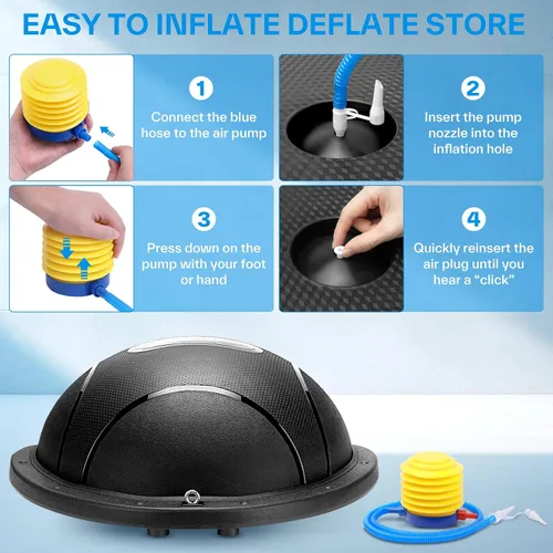 Miniatura 8 de Sportneer Half Balance Ball - Inflatable Exercise Ball Trainer With Resistance Bands & Pump - Non-slip Yoga Ball for Stability, Core Training