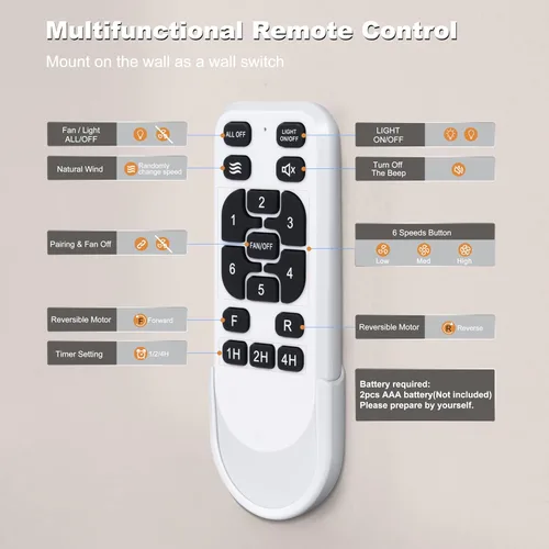 Miniatura 8 de Ohniyou Ventilador de techo grande de 72 pulgadas sin luz, ventilador industrial remoto y control por aplicación, motor de CC silencioso, ventilador