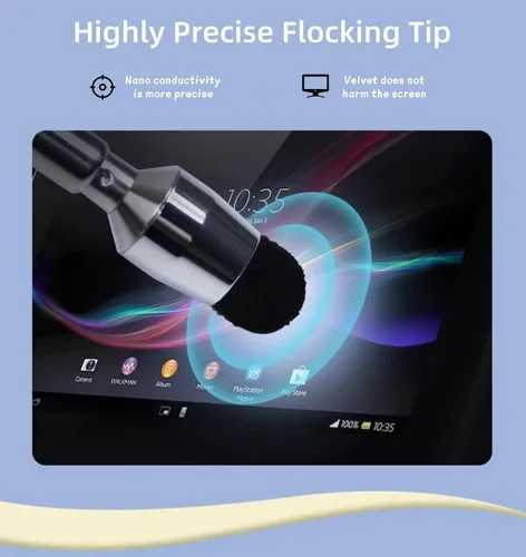 Miniatura 3 de Lápiz óptico telescópico universal para pantallas táctiles, puntero retráctil y lápiz capacitivo con punta especial de flocado, extensible de alta