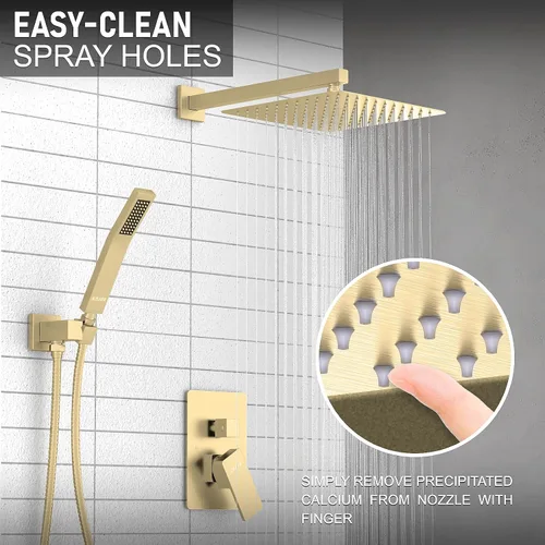 Miniatura 2 de KOJOX Sistema de Ducha de Baño de Lujo de 12 Pulgadas Cabezal de Ducha de Lluvia con Ducha de Mano Mezcladora Juego Combinado de Ducha Montado