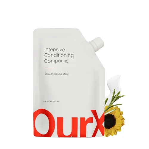 OurX Mascarilla hidratante para el cabello – Compuesto acondicionador intensivo (10.8 fl oz) | Humedad profunda y reparación para cabello rizado,