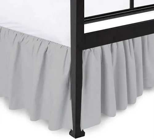 Miniatura 10 de Falda de cama con volantes en las esquinas divididas con plataforma de cobertura de tres caras, tamaño individual, borgoña, 12 pulgadas de caída