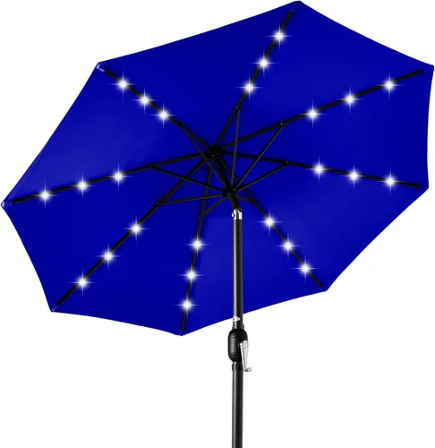 Miniatura 10 de Best Choice Products Solar Polyester LED Lighted Patio Umbrella w/Tilt Adjustment and UV-Resistant Fabric Gris niebla