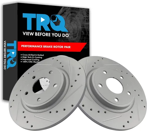 Miniatura 309 de TRQ Juego de rotores de freno de rendimiento trasero con revestimiento G premium compatible con Mazda 6 2014-2021