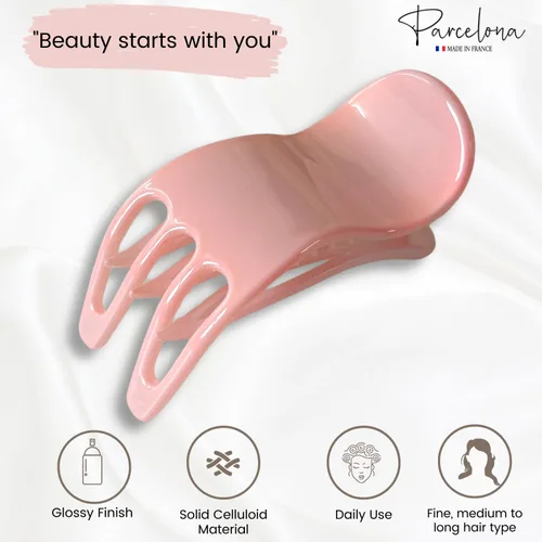 Miniatura 2 de Parcelona French Simply Bear Paw Medium 3 pulgadas Celuloide antideslizante lateral deslizante en la mandíbula Yoga para cabello fino moda