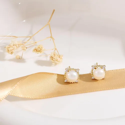Miniatura 16 de Aretes de perlas para mujer, perlas redondas blancas, aretes de oro envueltos de alambre, joyería hecha a mano para mamá, amante y ella