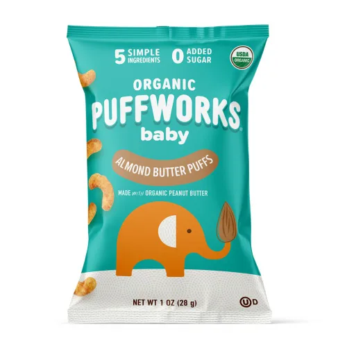 Miniatura 14 de Puffworks Baby Organic Peanut Butter Puffs, perfecto para la introducción temprana del maní, proteína a base de plantas, USDA orgánico, sin gluten