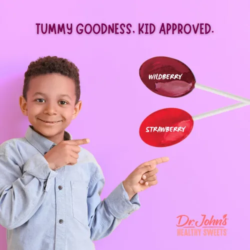 Miniatura 4 de Dr. John's Healthy Sweets Paletas probióticas para niños, fresa y bayas silvestres con cero azúcar, sin colorantes, a base de plantas, aptas
