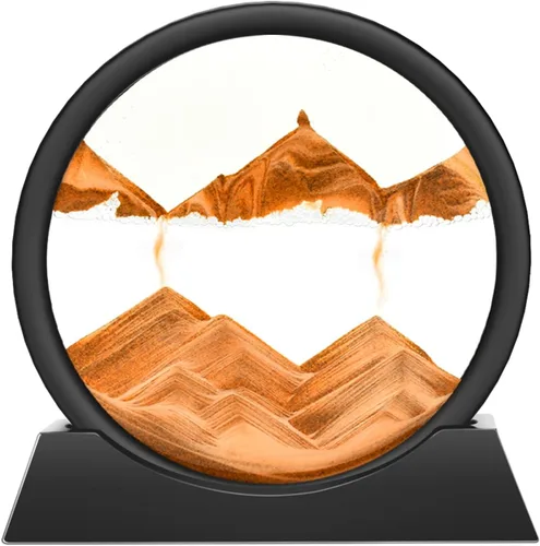 Miniatura 18 de Wai Danie - Cuadro de arena movediza 3D con forma de reloj de arena de mar profundo, pintura de movimiento líquido con marco de arena fluida Oro