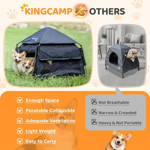 Miniatura 7 de KingCamp Tienda de campaña para perros, gran casa portátil para perros para interiores y exteriores con tela Oxford 600D y doble capa para perros