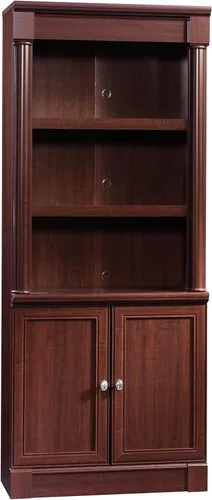 Sauder Palladia - Estantería para libros, con almacenamiento, biblioteca con puertas y estantes ajustables, en acabado cereza seleccionado