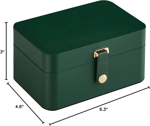 Miniatura 9 de SONGMICS Caja organizadora de joyas, estuche de viaje de 2 capas para aretes, collares, pulseras, almacenamiento portátil de joyas con gran Verde