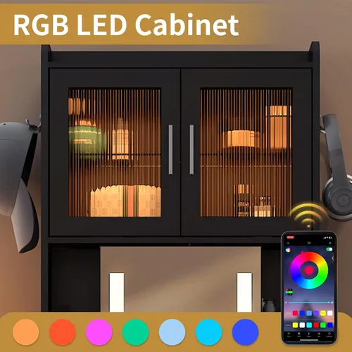Miniatura 5 de VINGLI Tocador 3 en 1 con espejo deslizante iluminado LED y taburete acolchado sobre ruedas, pequeño tocador de maquillaje con 3 cajones y 2 Negro