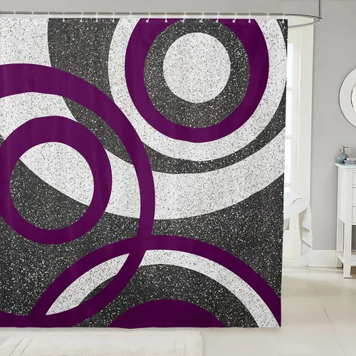 Miniatura 22 de Cortinas de ducha abstractas de líneas geométricas para niños, cortinas de baño con diseño empalmado de rayas para niñas, niños y adultos, cortinas