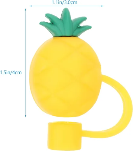 Miniatura 2 de SHERCHPRY Tapones de paja con forma de piña, tapones de paja para beber, tapones de silicona para pajitas reutilizables, a prueba de polvo