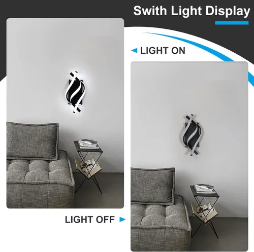 Miniatura 5 de DELIPOP Apliques de pared, aplique de pared LED moderno en espiral, 21 W, 6500 K, luz blanca fría de pared para interiores, lámpara de pared LED