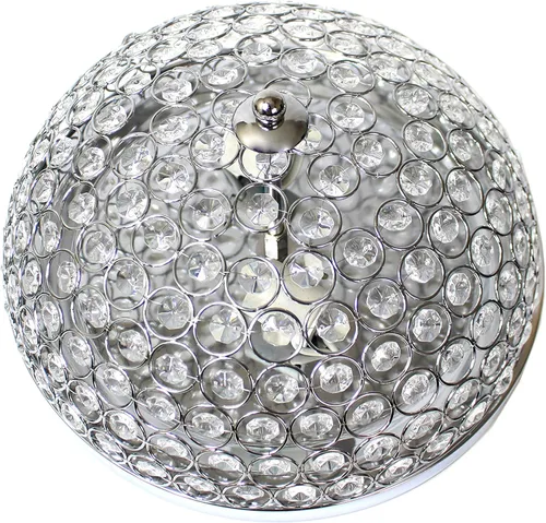 Miniatura 7 de Elegant Designs FM1000-CHR Elipse Crystal - Accesorio de montaje empotrado de techo en forma de cuenco de metal moderno de 13 pulgadas, cromado Cromo