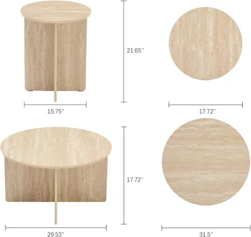 Miniatura 2 de Mesa de centro redonda para espacios pequeños, con una base fuerte en X para sala de estar, almohadillas para evitar arañazos en el suelo