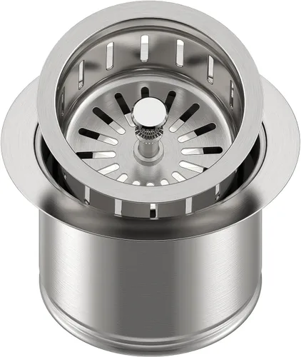 Miniatura 10 de Kitchen - Kit de brida de acero inoxidable con colador de cesta y tapón de drenaje para drenaje estándar de fregadero de 3 1/2 pulgadas, brida