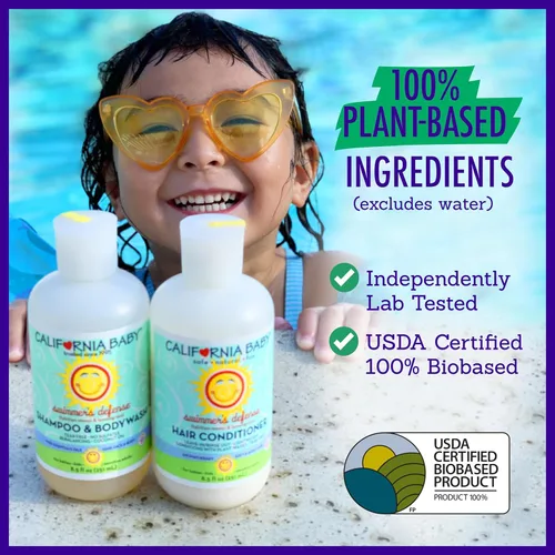 Miniatura 5 de California Baby Acondicionador de cabello Swimmers Defense 100% a base de plantas Hidratante después de nadar Acondicionador para enjuagar