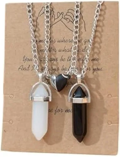 Miniatura 35 de Collar magnético de corazón dividido a juego para parejas, colgante de atracción mutua de cristal, regalo de joyería de amistad para mejores amigos