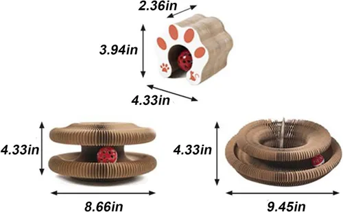 Miniatura 7 de Juguete para gatos de órgano mágico, cartón rascador interactivo con bola de campana, plegable y cambiable en forma de acordeón, juguete