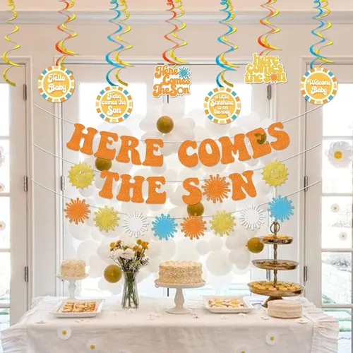 Miniatura 4 de Here Comes The Son - Decoraciones para baby shower, decoraciones retro para baby shower, decoraciones de fiesta de baby shower, estilo bohemio