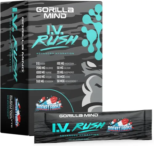 Miniatura 8 de Gorilla Mind I.V. Rush™ Mezcla de bebidas con electrolitos - 3,760 mg de electrolitos, sin azúcar, sin edulcorantes artificiales Polvo