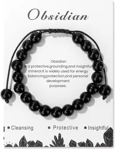 Miniatura 21 de Pulsera de cristal curativo para mujer de 8 mm de piedra natural con cuentas de cristal engarzadas, pulsera ajustable de gemas hecha a mano, joyería